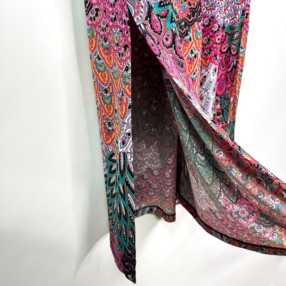 Dress Barn Peacock Pattern Sleeveless Zipper Front Maxi Dress Size XL - Picture 7 of 11